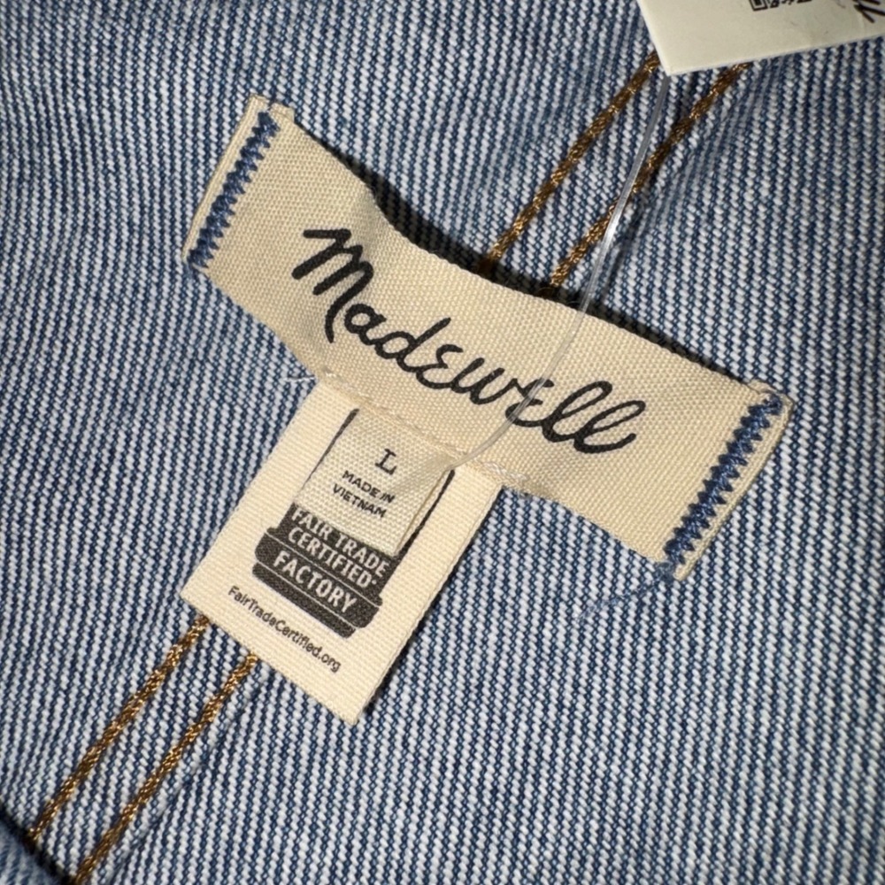 NWT Madewell Denim Pinafore Overall Dress Medium Wash Blue Womens Large Summer - Picture 3 of 6